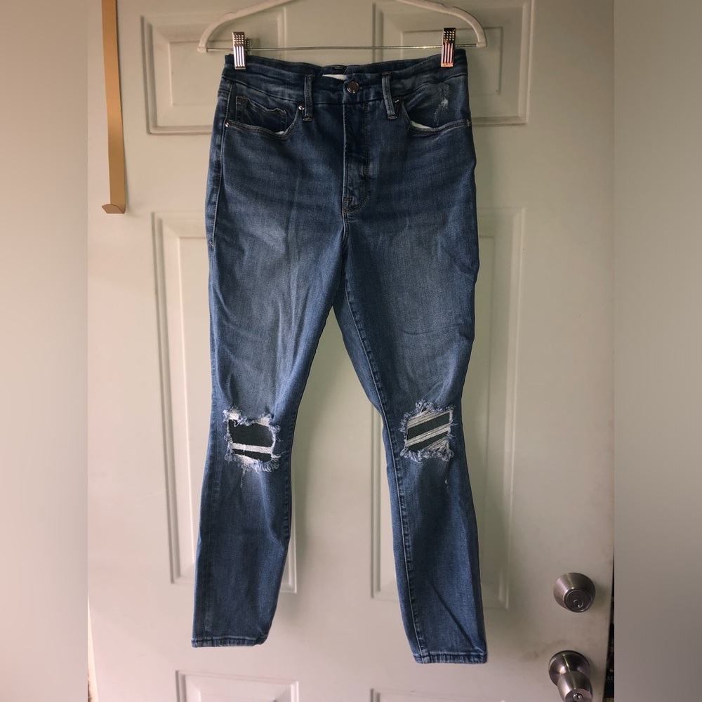 Good American destroyed ankle jeans size 8